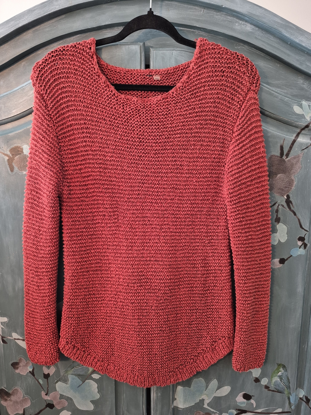 Women’s Chunky Knit Crewneck Sweater - Burnt Orange